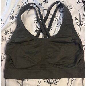 AKAMC Dark Grey Unlined Strappy Back Sports Bra, Size Medium‎